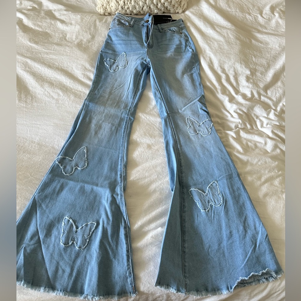 Bell bottom butterfly jeans NWT